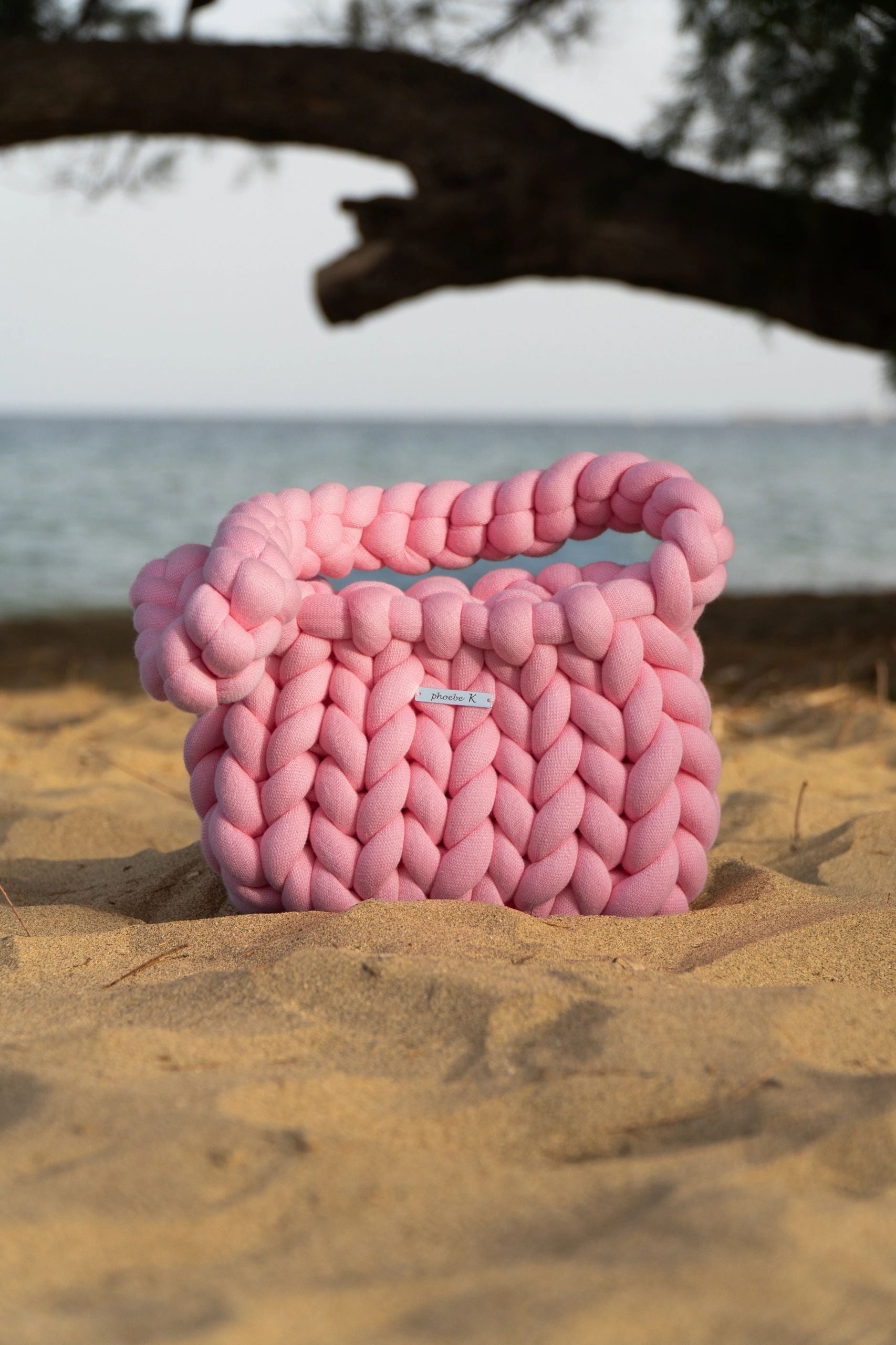 Fawn — Baby Pink Marshmallow Knit Bag