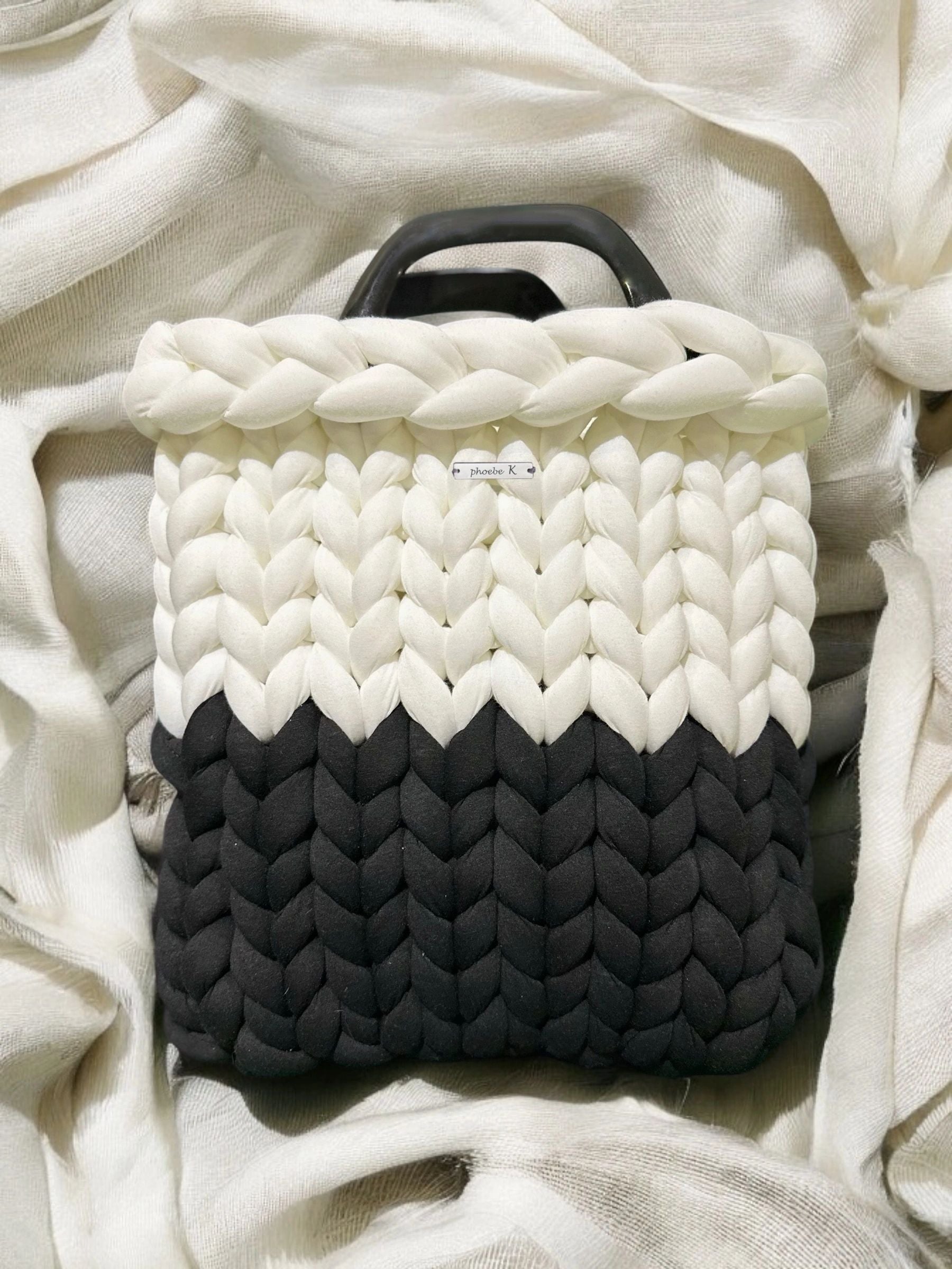 Void — Black & White Marshmallow Knit Bag