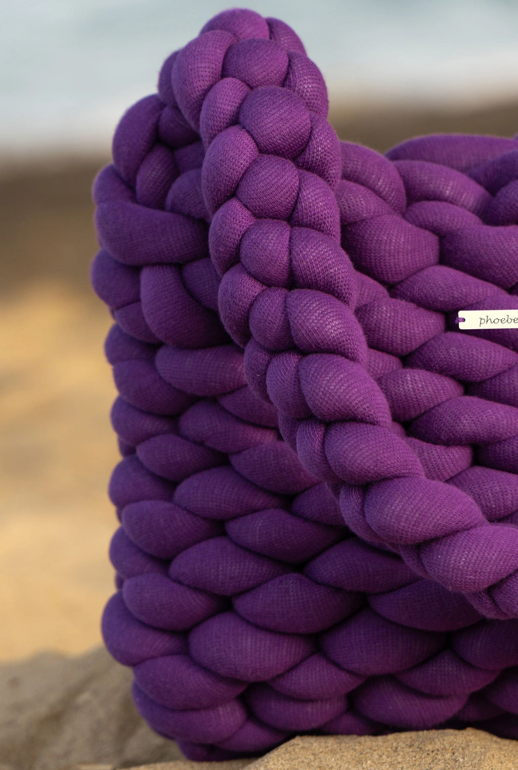 Amethyst — Deep Berry Marshmallow Knit Bag