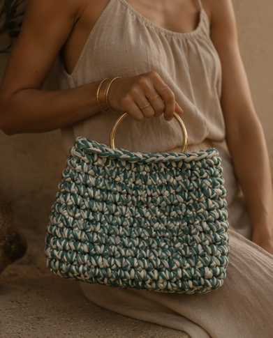 Oasis — Tonal Green Bag with Gold Handle