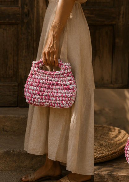 Dream — Pink & Sky Blue Crochet Purse
