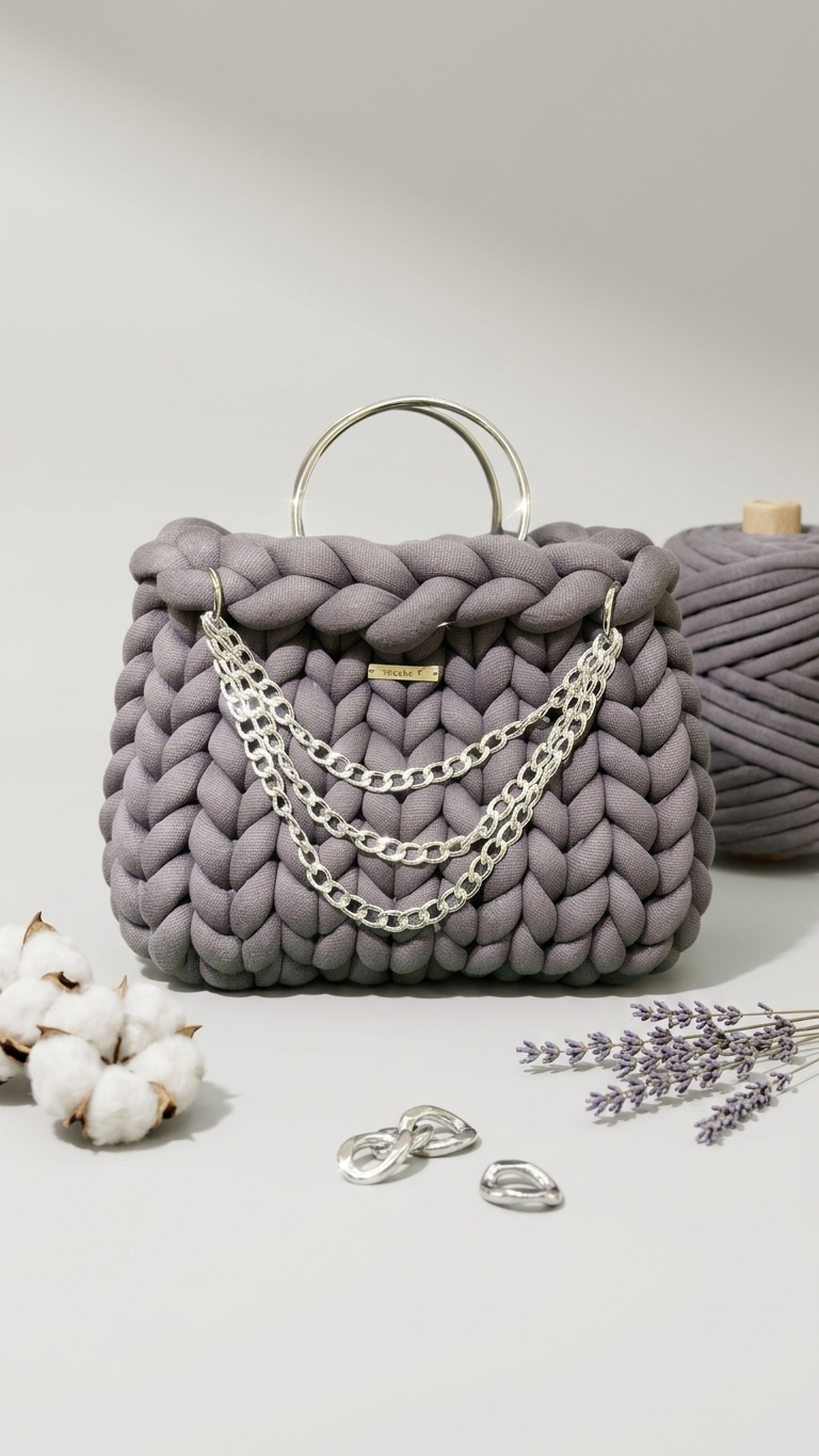 Rebel — Grey Bag with Triple Chain Detail