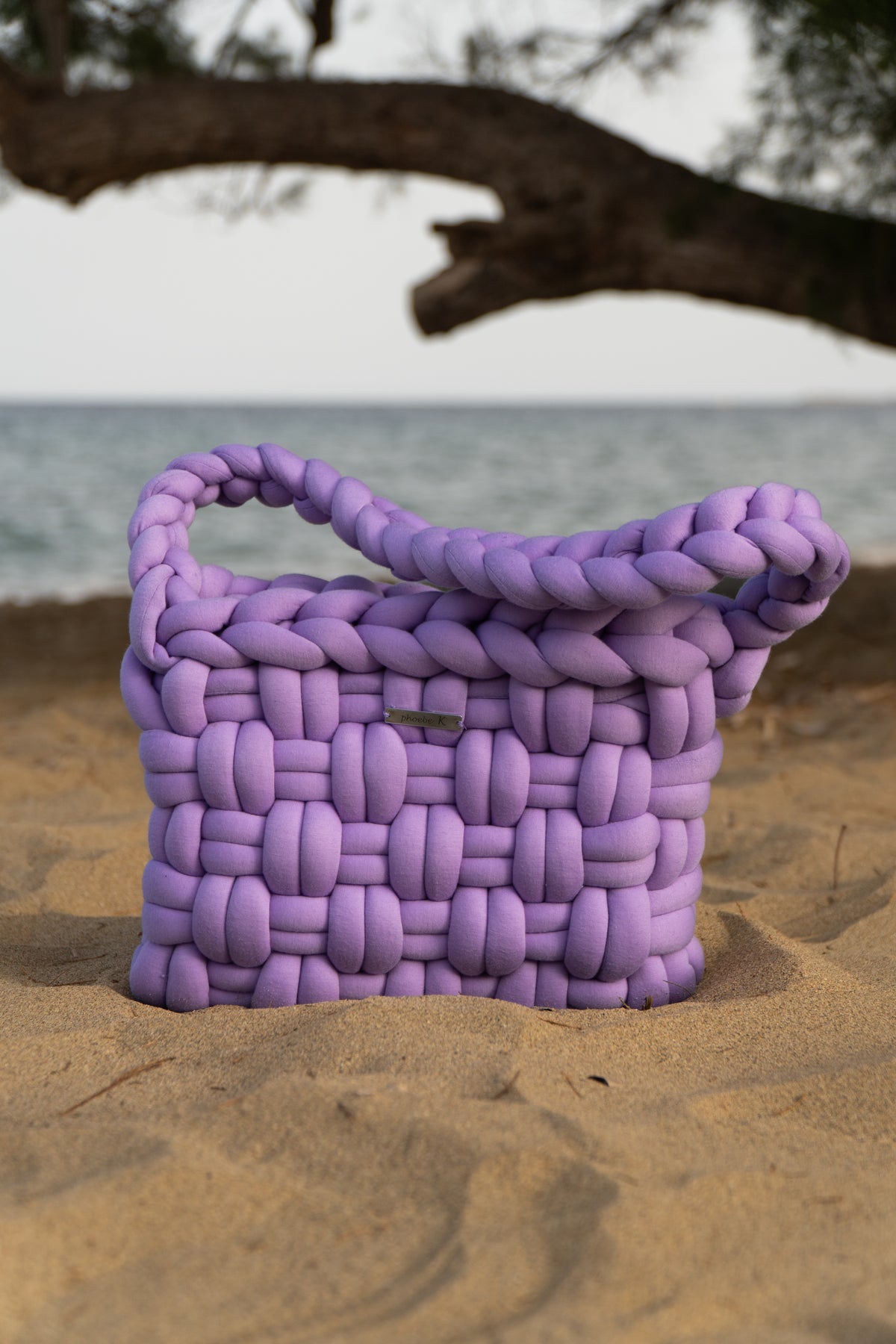 Violet — Lilac Marshmallow Knit Bag