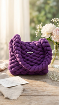 Amethyst — Deep Berry Marshmallow Knit Bag