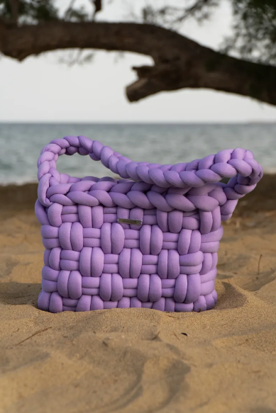 Violet — Lilac Marshmallow Knit Bag