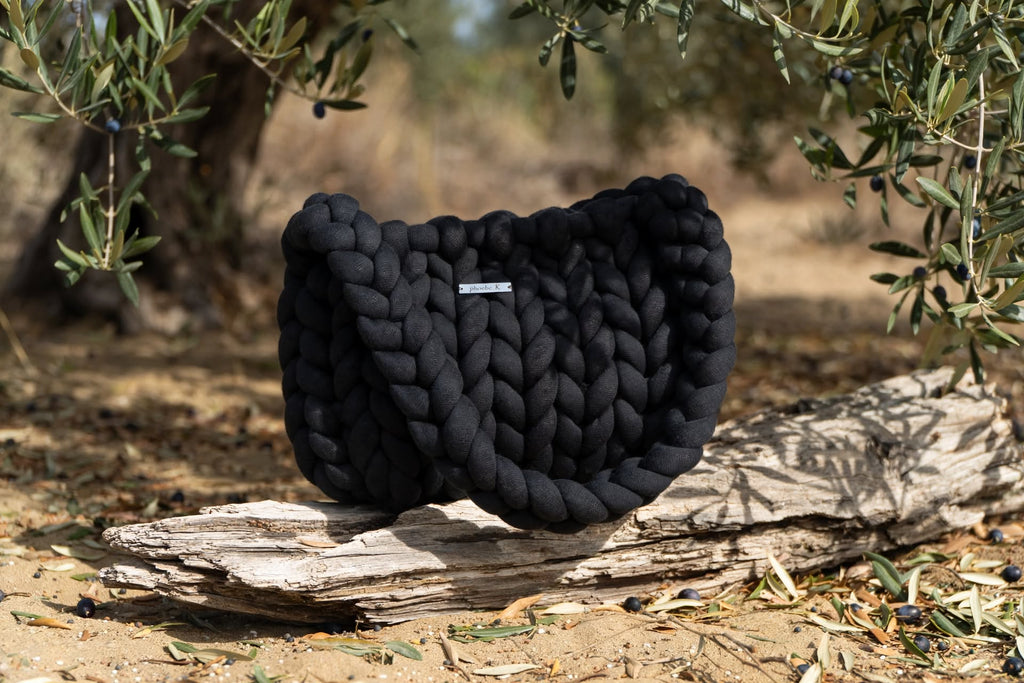 Raven — All-Black Marshmallow Knit Bag