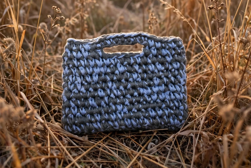 Azure — Blue & Grey Handwoven Coastal Purse