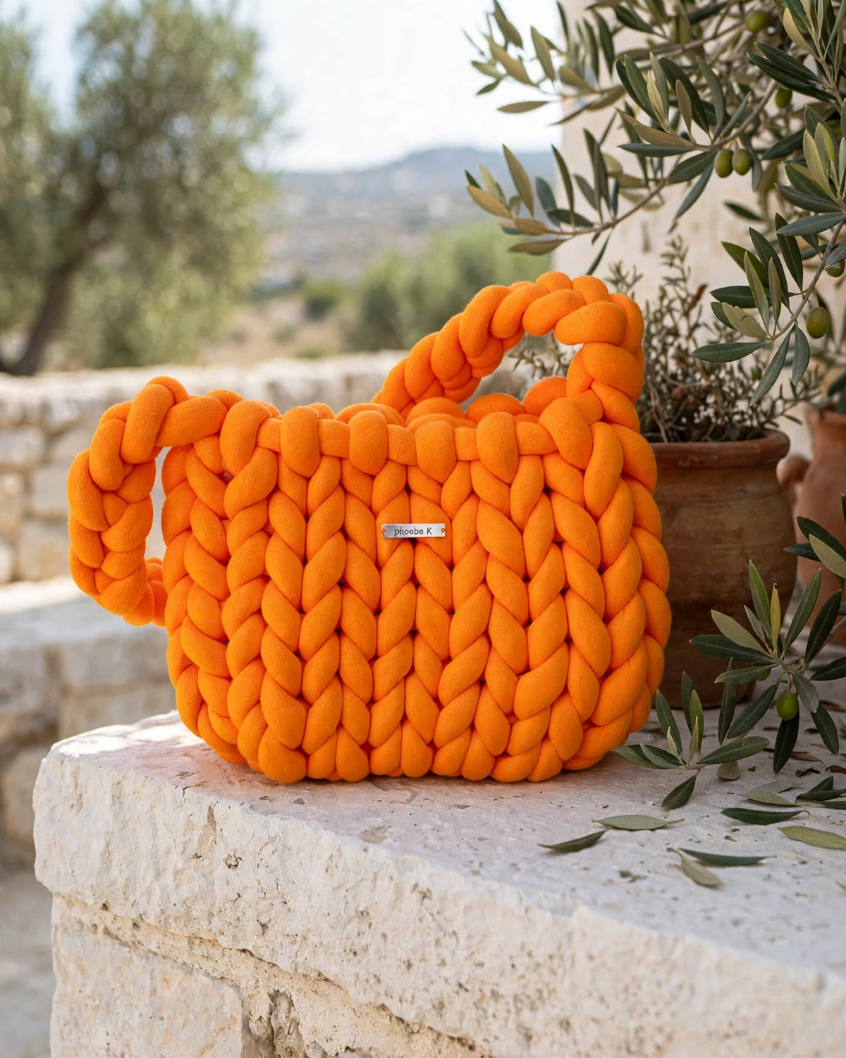 Cascade — Chunky Knit Orange Crochet Bag