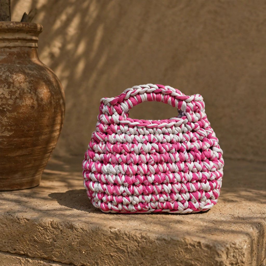 Dream — Pink & Sky Blue Crochet Purse