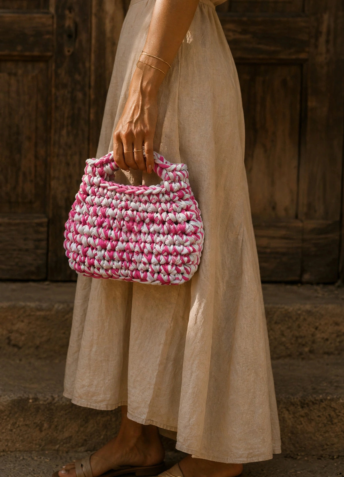 Dream — Pink & Sky Blue Crochet Purse